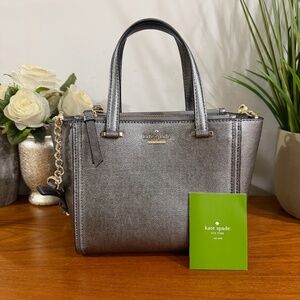 Kate Spade Patterson Drive Mini Kona Satchel in Pewter Metallic Pebbled Leather